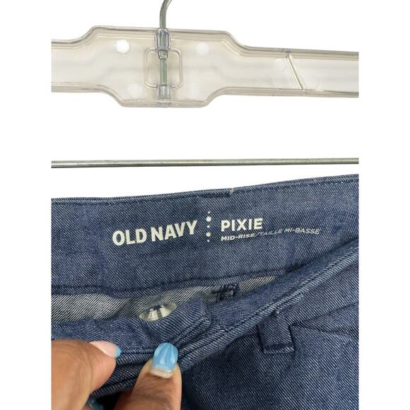 Old Navy Blue Chambray Office Work Business Mid-Rise Pixie Dress Pants Size 10 - Picture 2 of 10